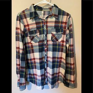 Plaid long sleeve button up